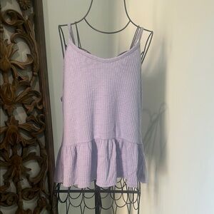 NWT Paper Crane Light Blue Ribbed Peplum Camisole